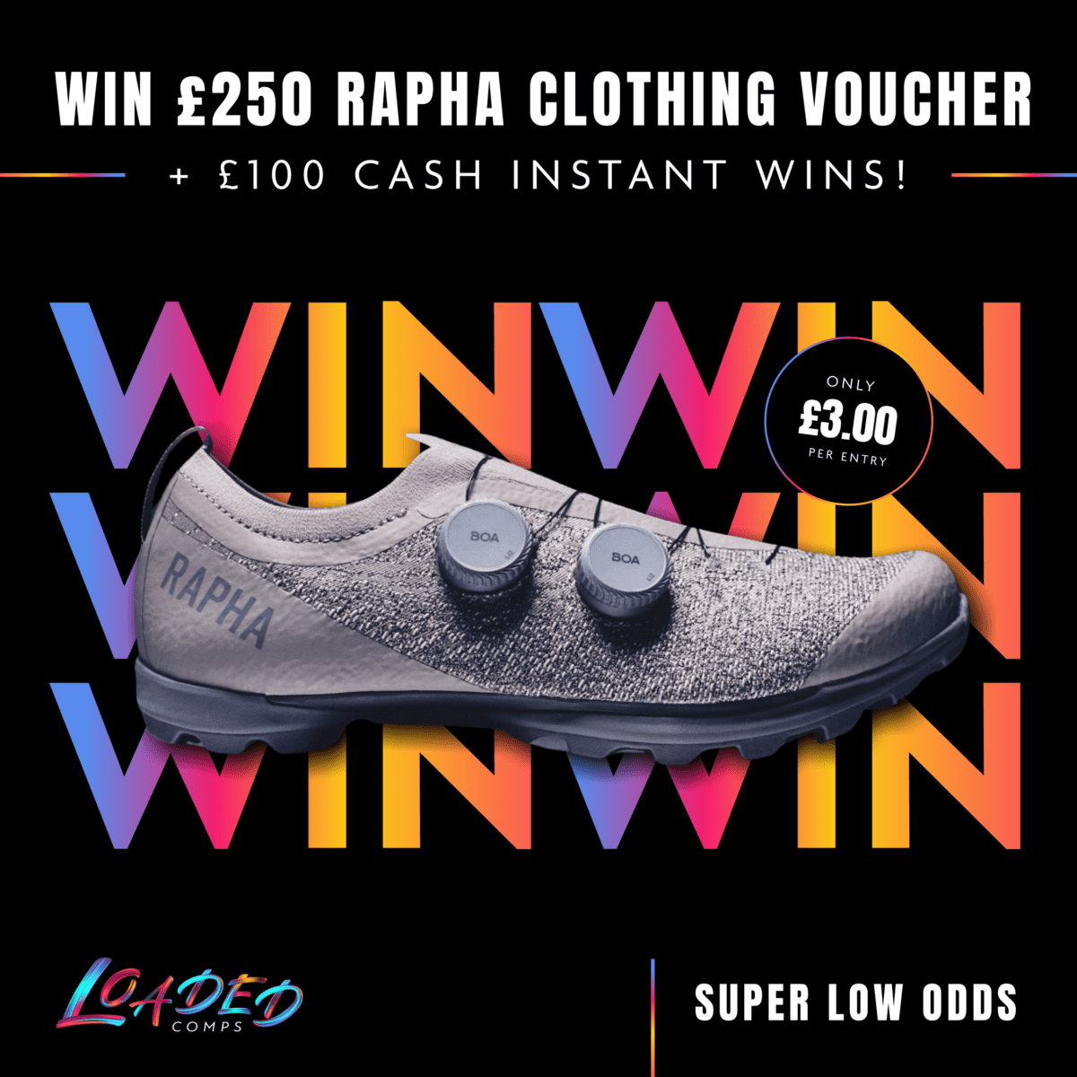 Win £250 Rapha Clothing Voucher plus £100 Cash Instant Wins! Insane Odds